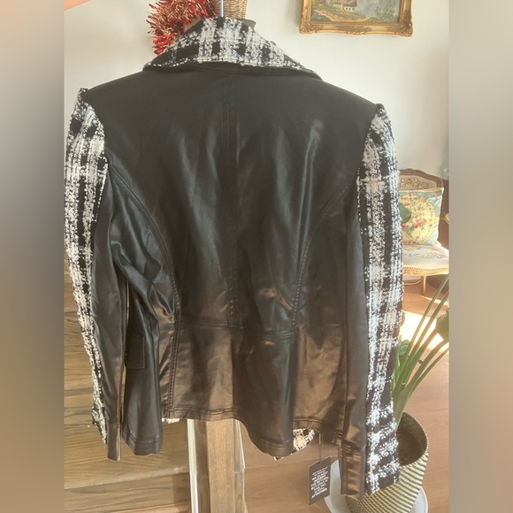 White House Black Market Tweed and Leather Blazer - Picture 2 of 4